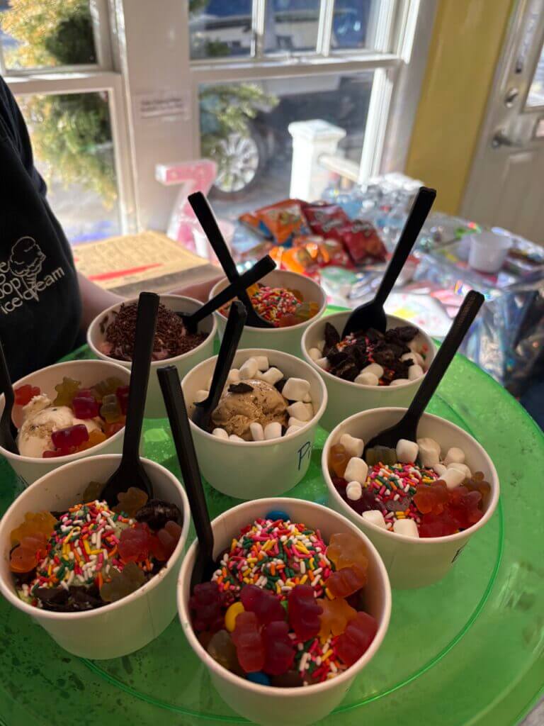 Ice Cream Sundae's ready for a kid's birthday party at Village Scoop!